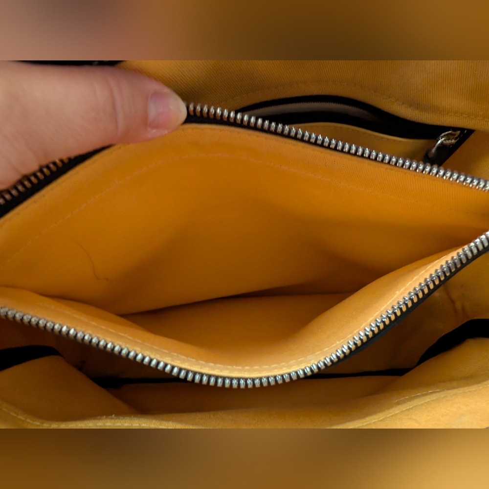 Coach Hampton Canvas and Leather Vintage Tote Bag With Yellow Interior - Picture 7 of 14